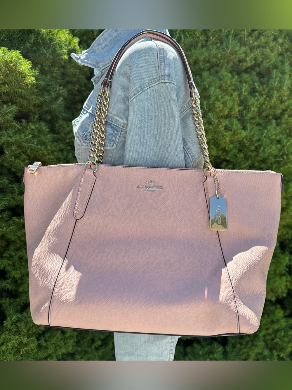 Coach Ava Pink Leather Chain-Handle Tote